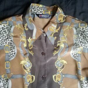 Vintage Loubella Western Equestrian Polyester Disco Shirt